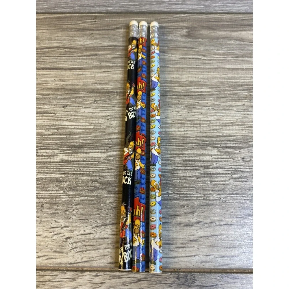 Vintage Lot‎ of 3 Simpsons HOMER Pencils Matt Groening Unsharpened